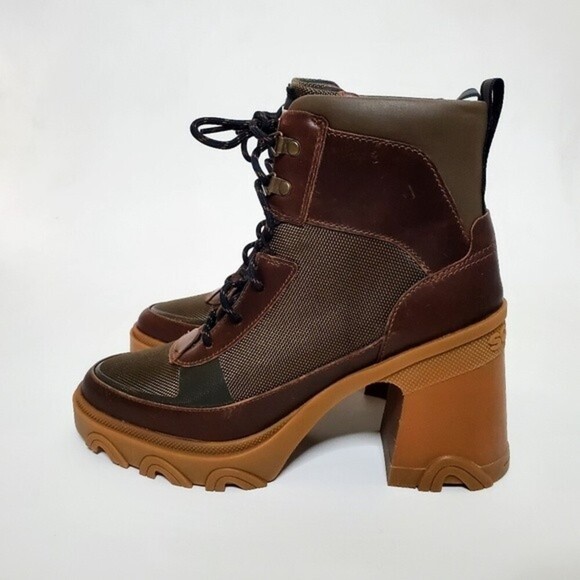 SOREL BREX™ HEEL LACE WATERPROOF LEATHER STANDOUT LUG SOLE CHUNKY BOOTIES - Picture 11 of 16